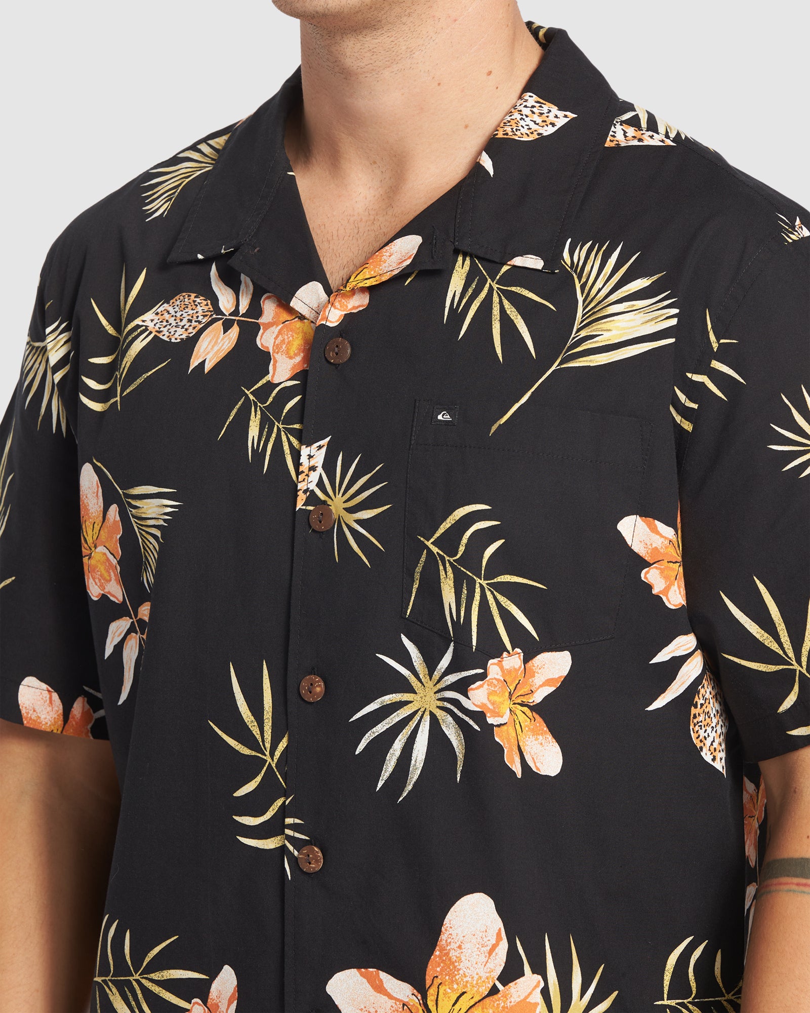 Mens Tropical Floral Short Sleeve Shirt