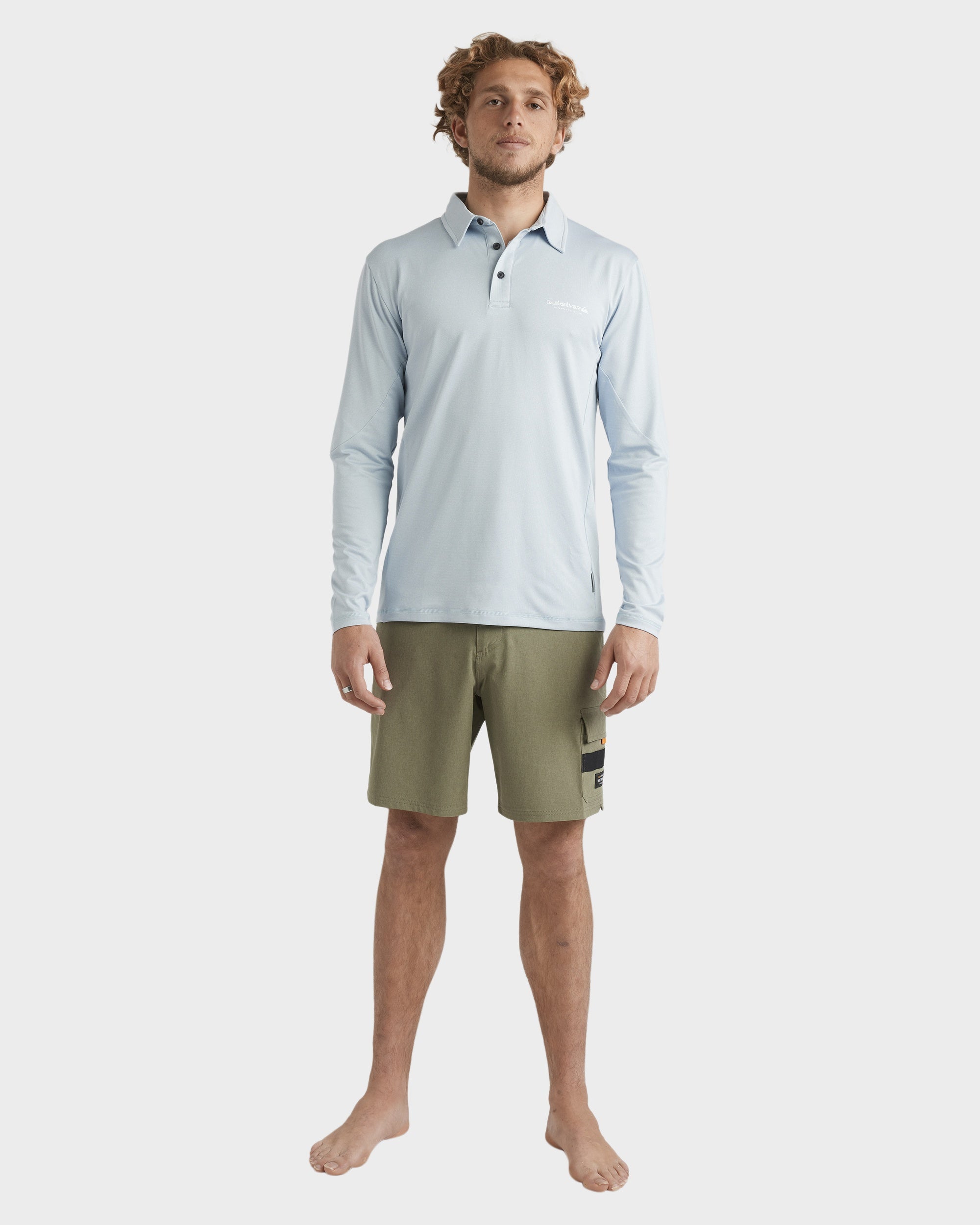 Mens Baitball Polo Long Sleeve Surf Shirt