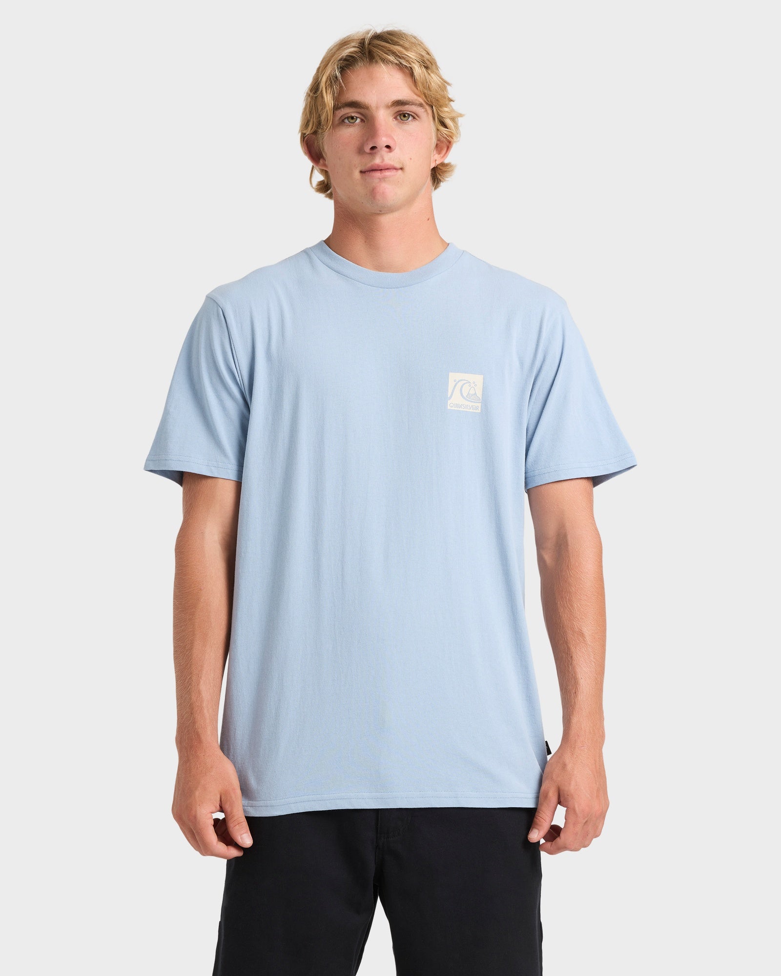 Mens OG Box Logo T-Shirt – Ashley Blue – Quiksilver NZ