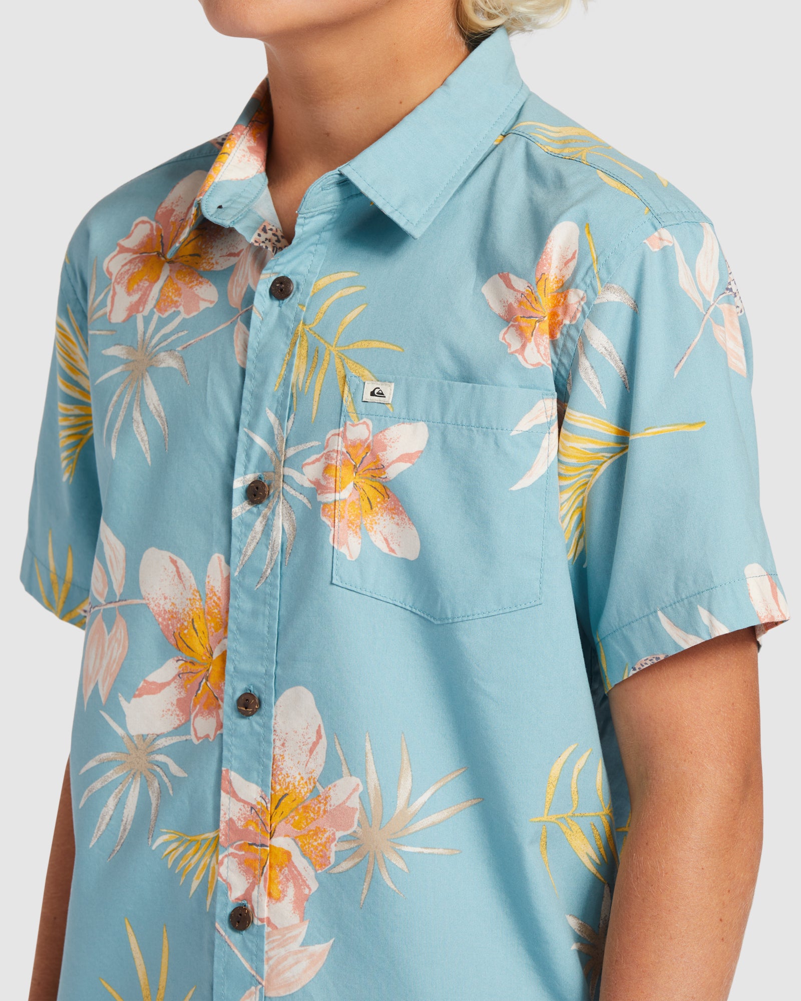 Boys 8-16 Tropical Floral Short Sleeve Shirt