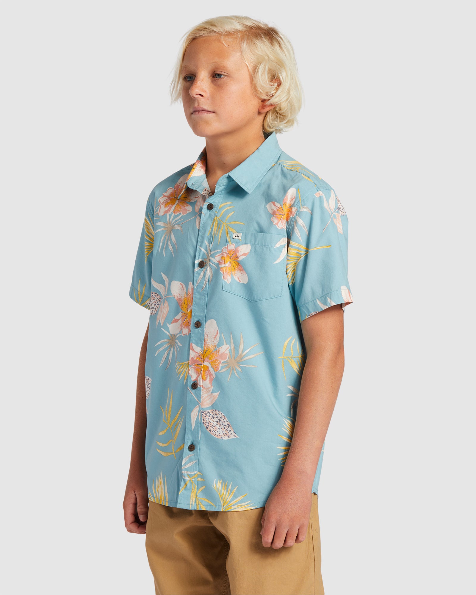 Boys 8-16 Tropical Floral Short Sleeve Shirt