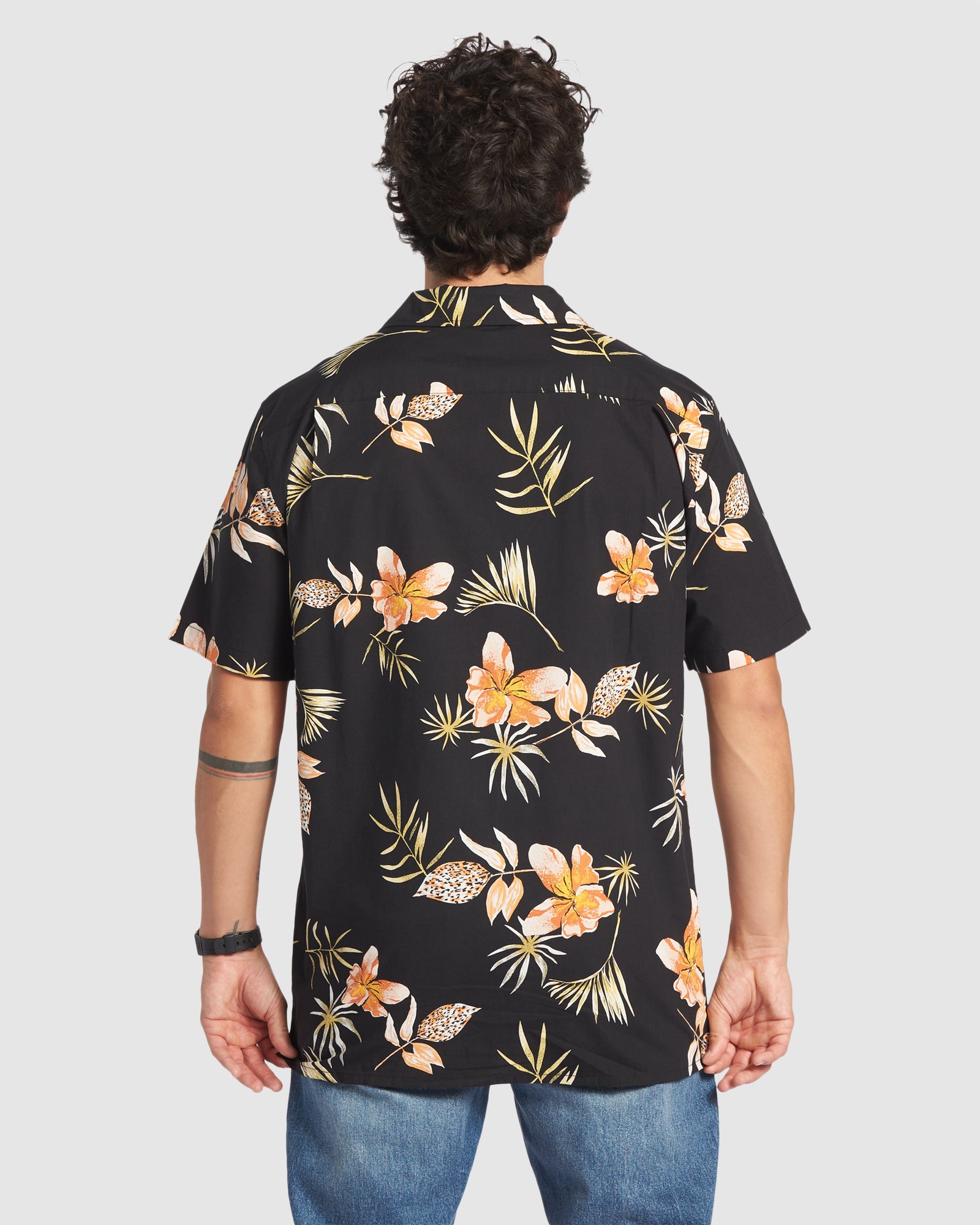 Mens Tropical Floral Short Sleeve Shirt