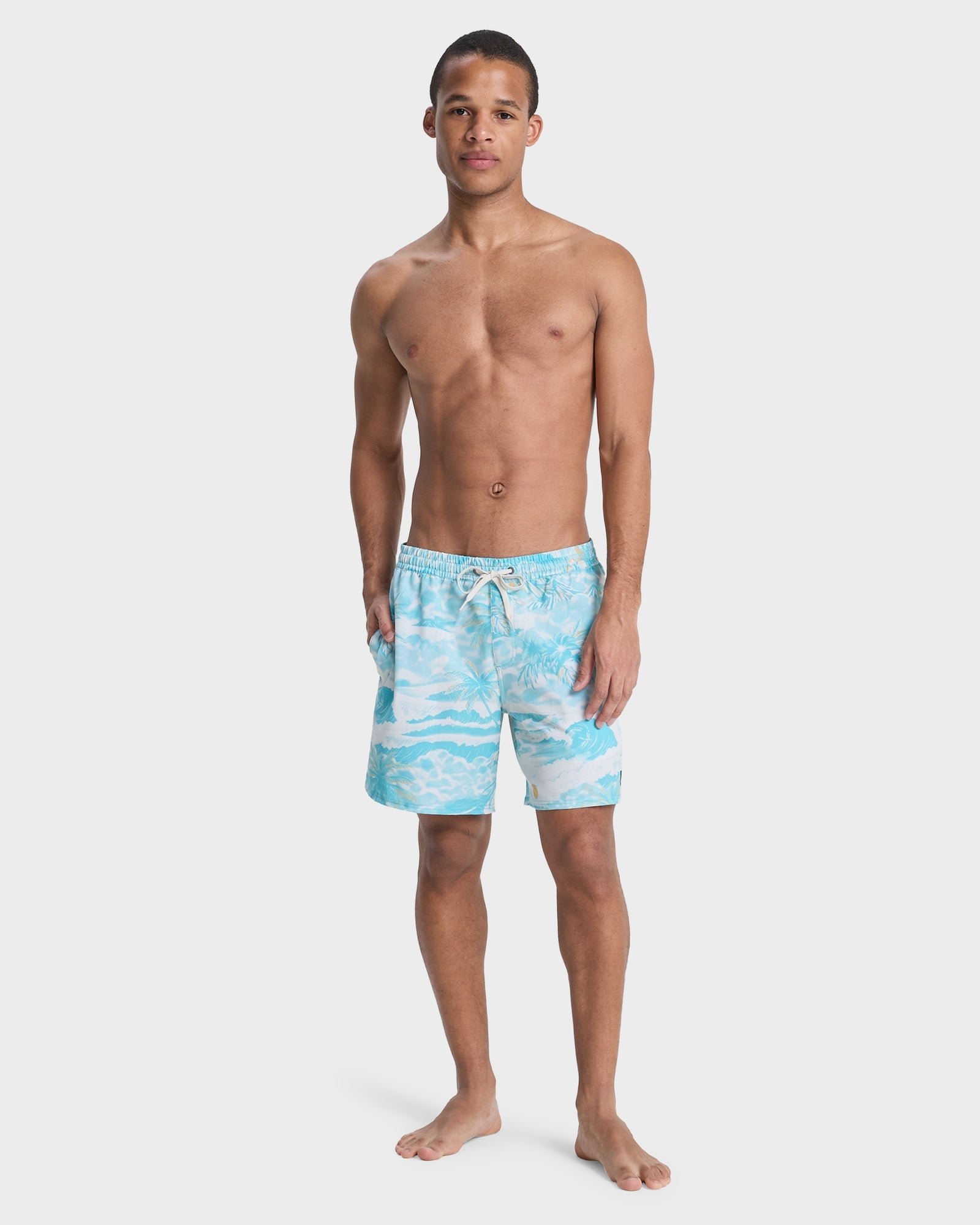 Mens Stretch Printed Volley 17" Swim Shorts