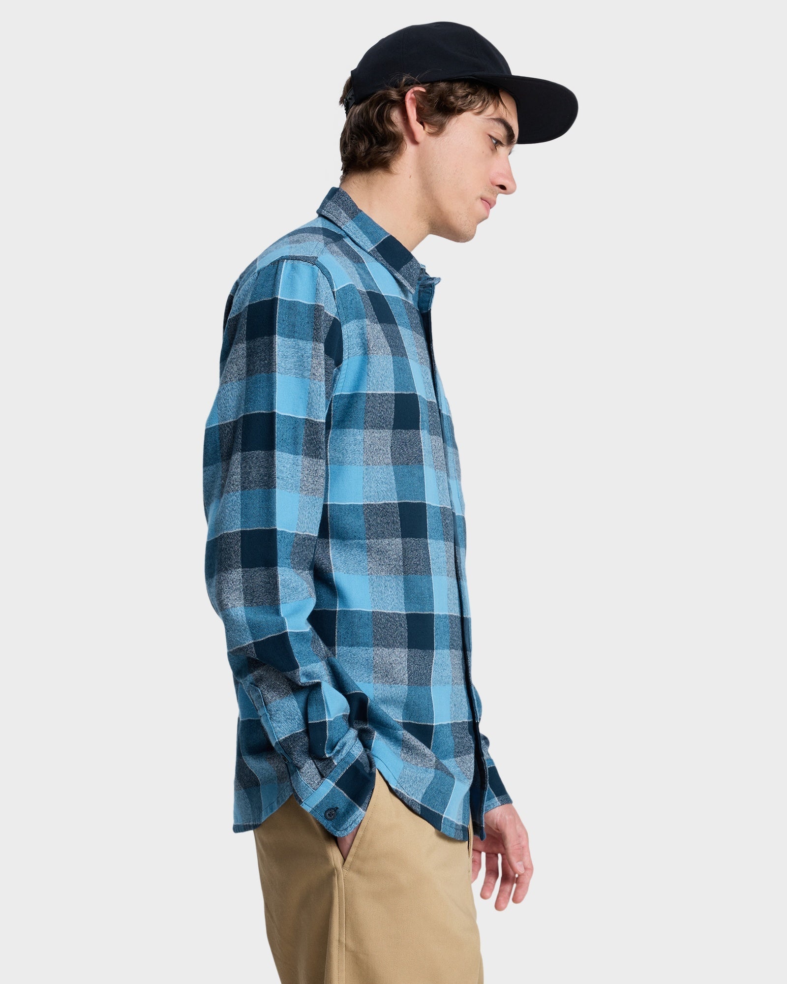 Mens Motherfly Plaid Long Sleeve Shirt
