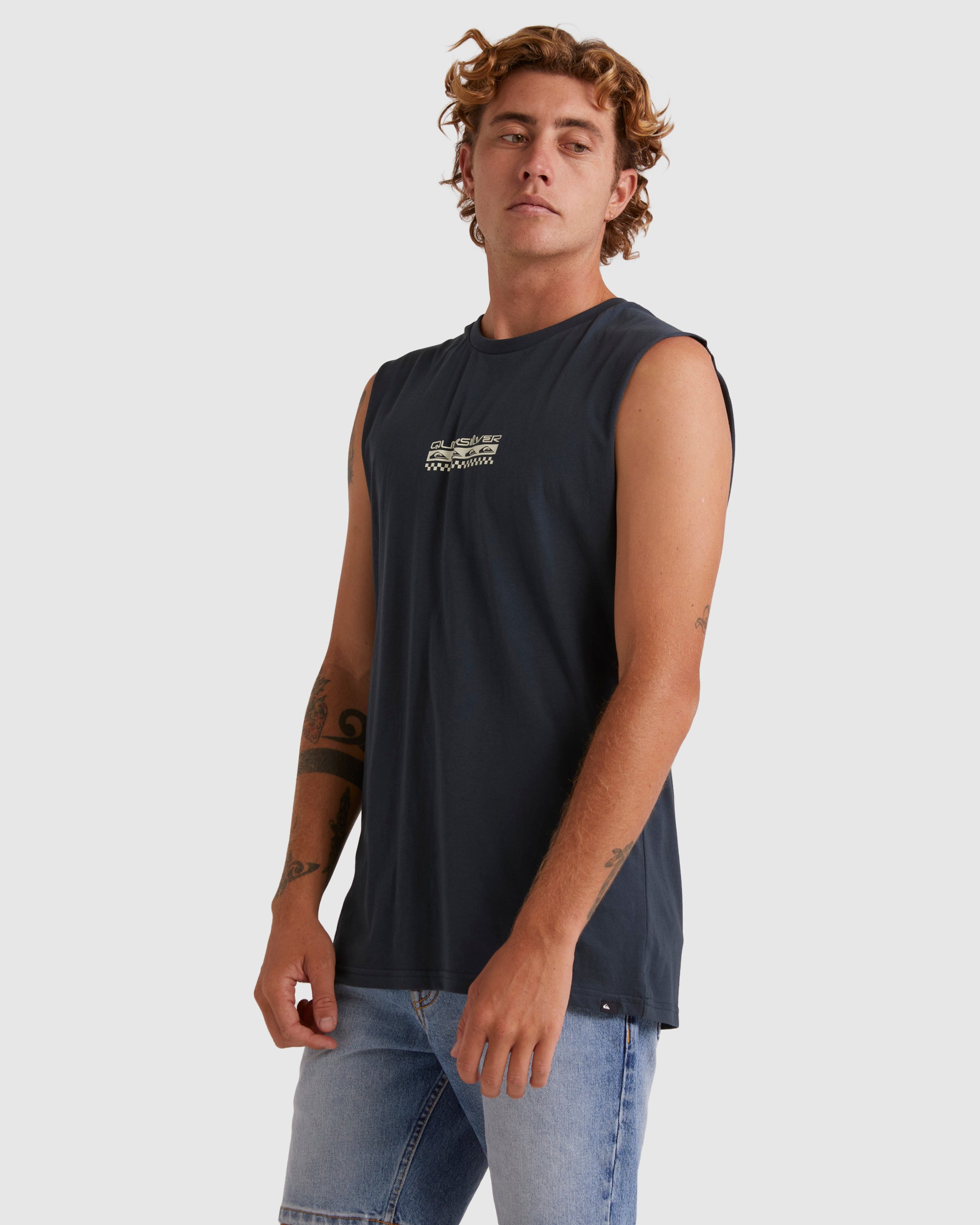 Mens Omni Check Turn Sleeveless Muscle T-Shirt